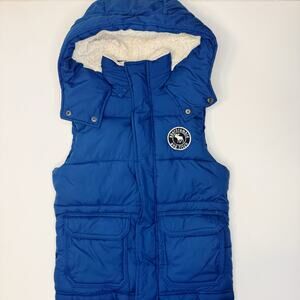 Abercrombie Kids Blue Puffy Vest With Hood Size Medium